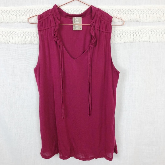 Anthro Dolan Left Coast | Burgundy Ruffle Tank | M - Picture 1 of 8